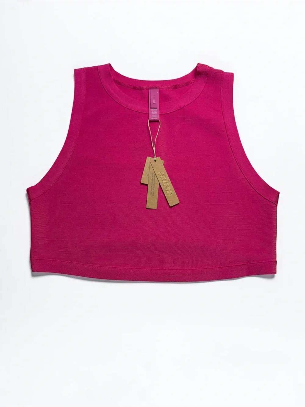 NWT SKIMS Knit Swim High Neck Crop Top Magenta Pink 2X